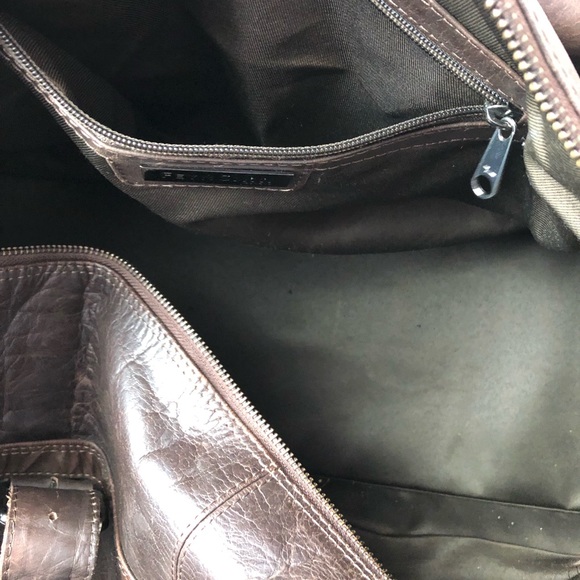 feynsinn Brown Leather Duffle Weekend Bag Zippers - Picture 11 of 16